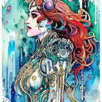 Cyborg Female With Red Hair Portrait Ai Art