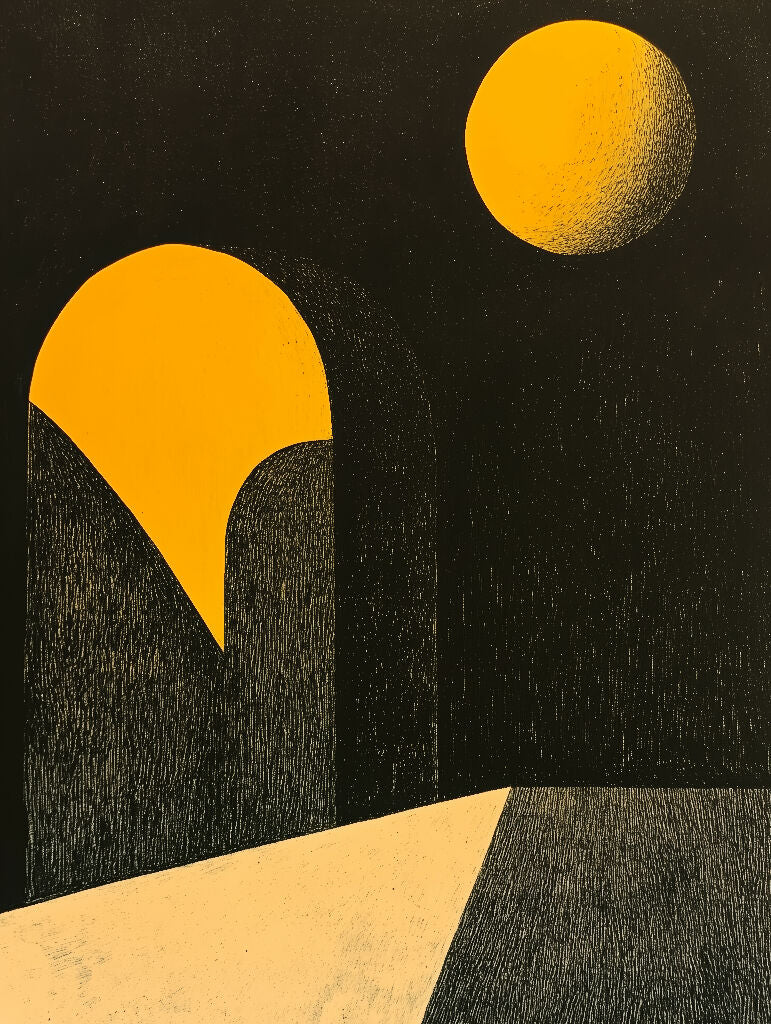 Lunar Balance – Minimal Abstract Composition AI Art