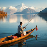 Serenity on Dal Lake: Fishing Amidst Snow-Capped Splendor