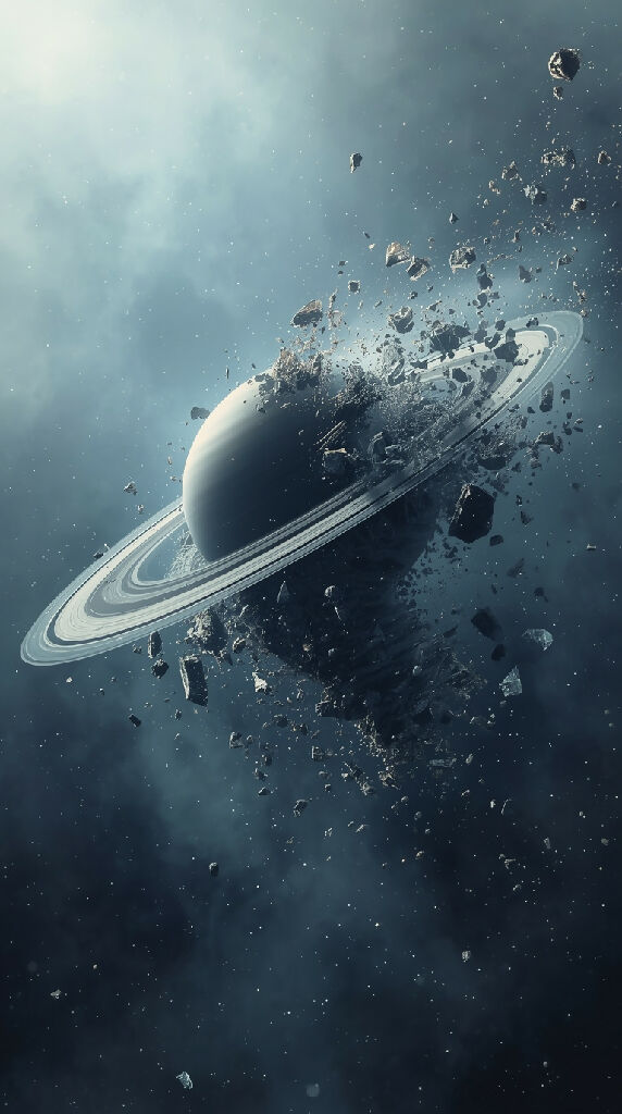 Realistic visualization of Saturn's rings dissipating into a va...