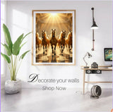 Royal Golden Seven Horses Wall Art – Vastu Energy Luxury Home Decor Painting