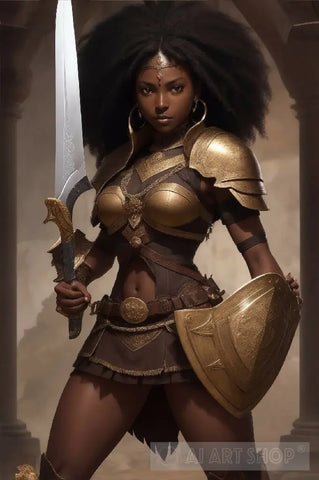 Dark Skinned Female Warrior Ai Artwork