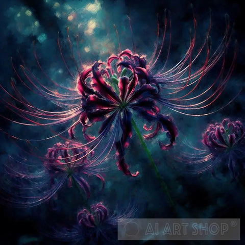 Dark Spider Lily Abstract Ai Art