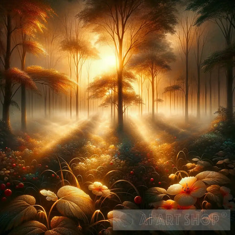 Dawns Ethereal Forest Nature Ai Art