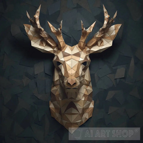 Deer Head On Dark Background Animal Ai Art