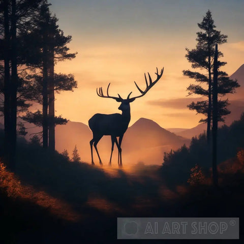 Deer In The Forest Ai Artwork