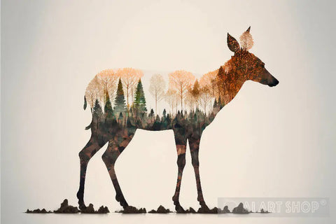 Deer Sahped Forrest Animal Ai Art