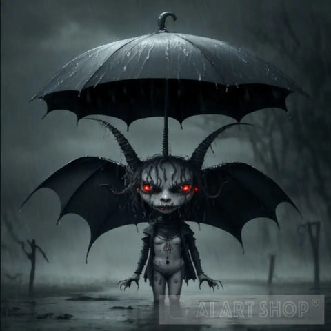 Demon In The Rain Ai Artwork