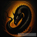 Demonic Black Serpent On A Golden Background Animal Ai Art