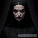 Demonic Nun With Red Eyes Portrait Ai Art