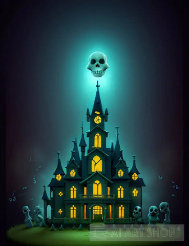 Design That Combines Elements Of A Haunted Mansion And Musical Theme. Ai Painting