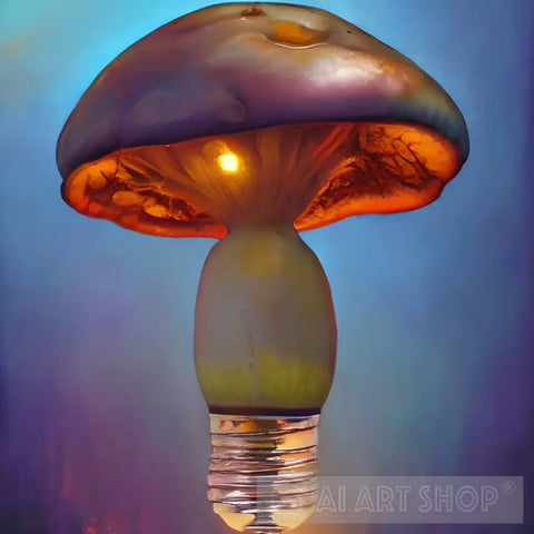 Detailed Mushroom Light Bulb Nature Ai Art