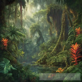 Dewdrop Jungle: Morning Mist Landscape Ai Art