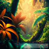 Dewdrop Jungle: Morning Mist Landscape Ai Art
