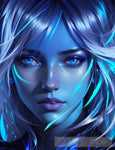 Digital Blue Portrait Ai Art