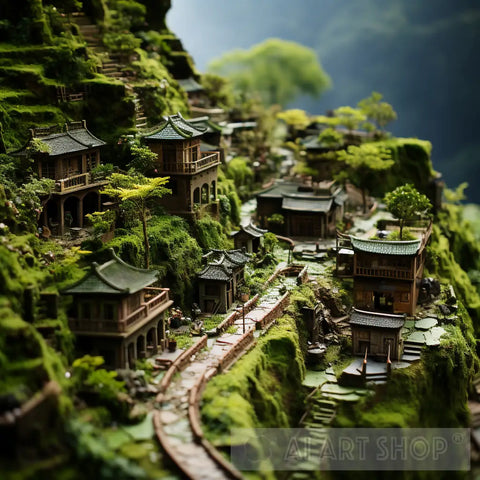 Diorama Of A Village Landscape Ai Art