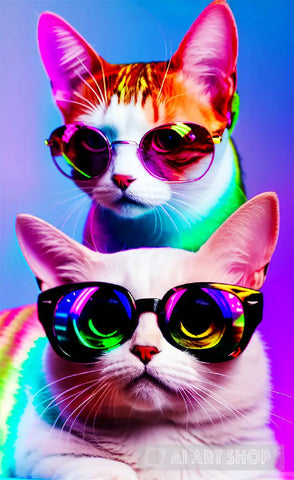 Disco Cats Animal Ai Art