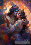Divine Loves Embrace: Radha And Krishna Ai Painting