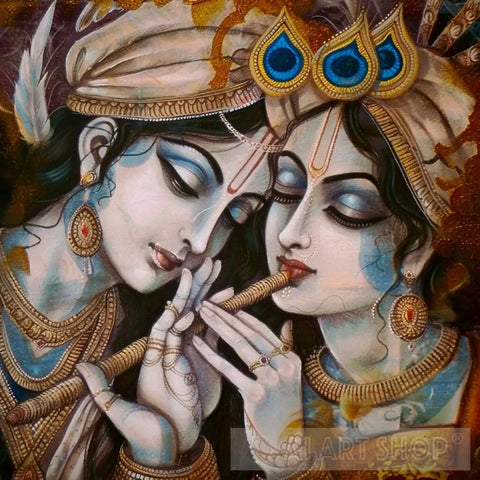 Divine Twilight: Radiant Radha-Krishna Ai Artwork