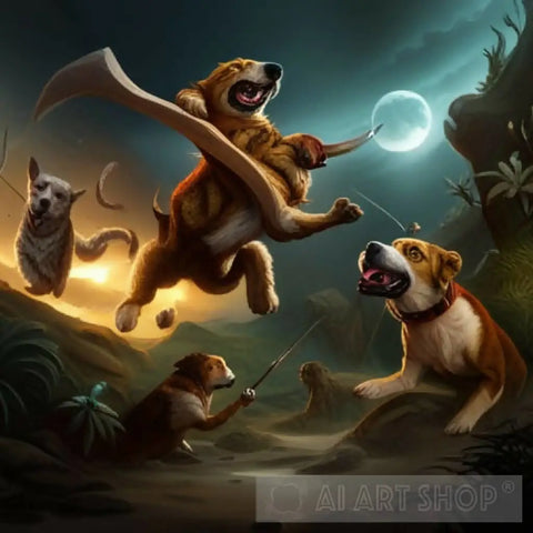 Dog Team Ai Painting