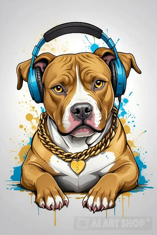 Dog With Headphones Animal Ai Art