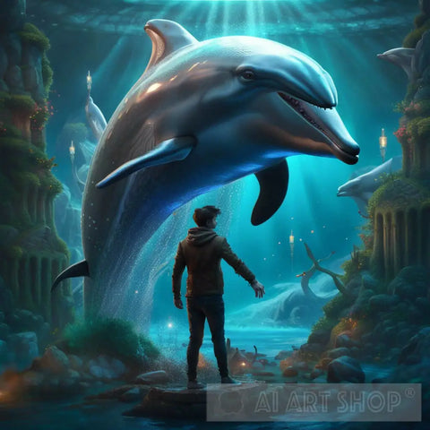 Dolphin And Human Ai Artwork