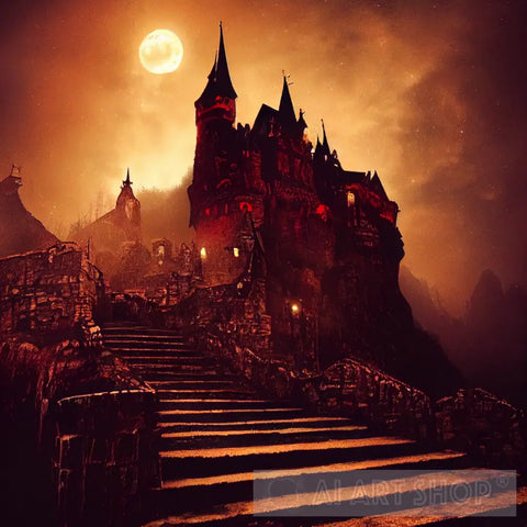 Draculas Castle On The Mountain Default Title Ai Painting