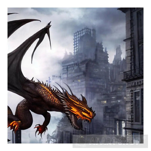 Dragon In The City Ai Artwork