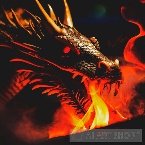 Dragon Spitting Fire Ai Artwork