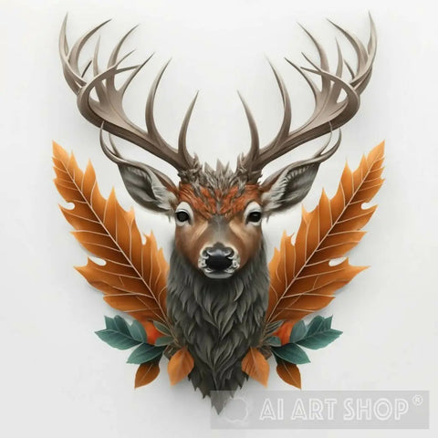 Drawing Deer Leaves Tattoo Pattern Image Realistic Impressive . Animal Ai Art