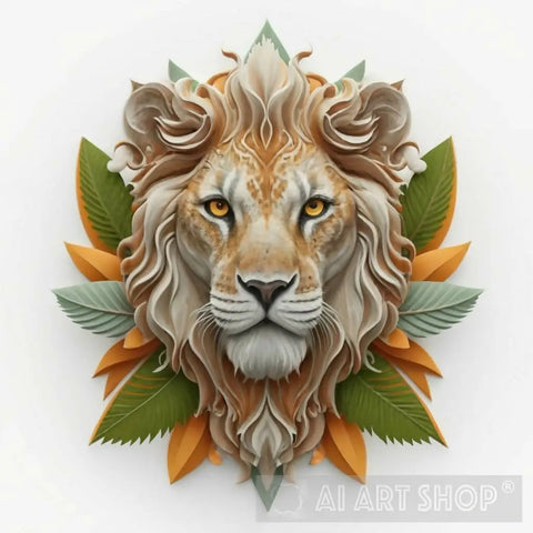 Drawing Lion Leaves Tattoo Pattern Image Realistic Impressive . Animal Ai Art