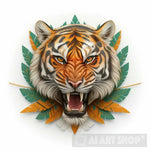 Drawing Tiger Leaves Tattoo Pattern Image Realistic Impressive . Animal Ai Art