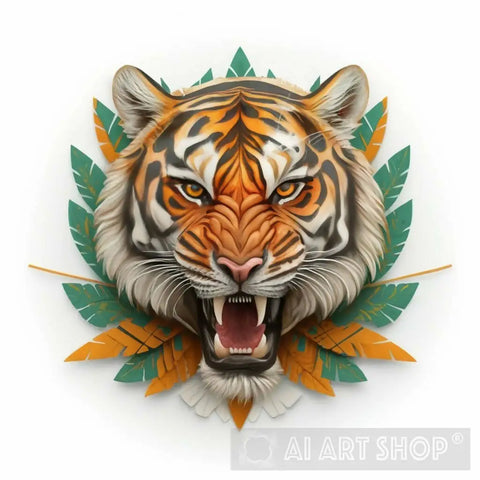 Drawing Tiger Leaves Tattoo Pattern Image Realistic Impressive . Animal Ai Art