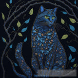 Dreamy Cat Stained Glass Painting Mix Media Ai Artwork