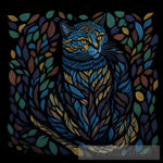 Dreamy Cat Stained Glass Painting Mix Media Ai Artwork