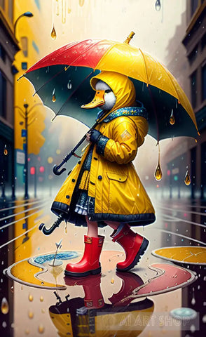 Ducking Around On A Rainy Day #1 Ai Artwork