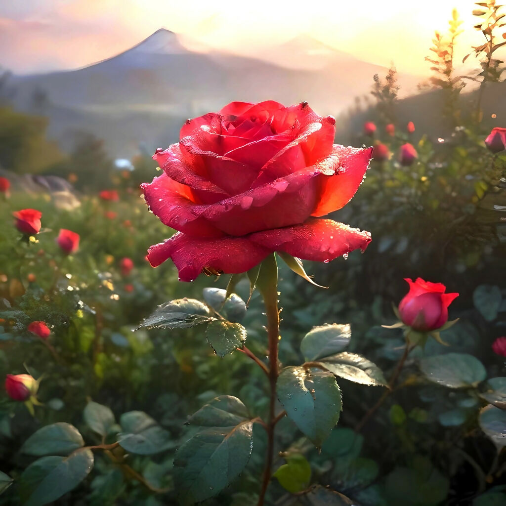 Whispers of the Mountain Rose – AI-Generated Romantic Landscape Art