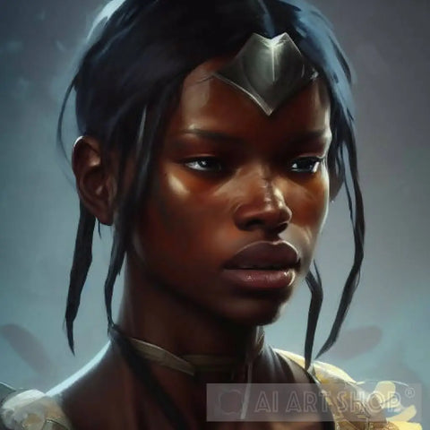 Ebony Princess Portrait Ai Art