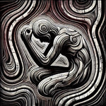 DALL·E 2024-11-11 22.41.30 - A broken and distorted human figure, trapped in an abstract labyrinth of undulating shapes and deep shadows symbolizing emotional pain and despair. Us