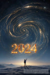 Ein Sternenhimmel Mit Silvesterknallern Und Dem Schriftzug 2024 Ai Artwork