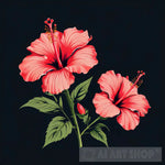 Elegance In Pink: Hibiscus Bloom Ai Painting