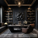 Elegant And Luxurious Home Office Photo Modern Design In Black Gold Brown Gray Beige With Green