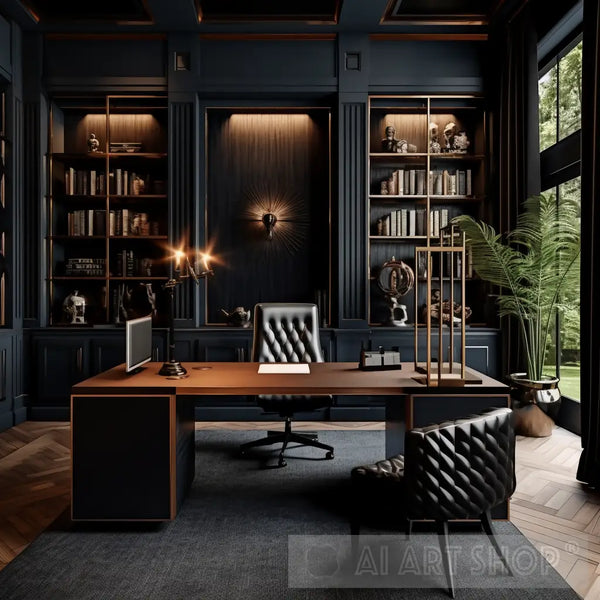 Elegant And Luxurious Home Office Photo Modern Design In Black Gol Elegant and luxurious home office photo modern design in black gol