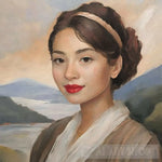 Elegant Beauty: Red Lipstick Oil Portrait Ai Painting