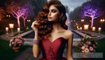 Elegant Model Lady In Red Dress Portrait Ai Art