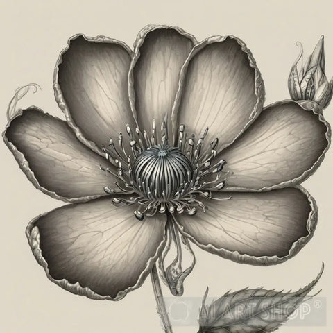 Elegant Simplicity: Black And White Flower Ai Artwork