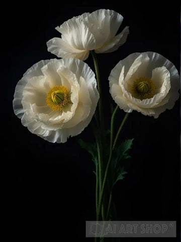 Elegant White Blooms Ai Artwork