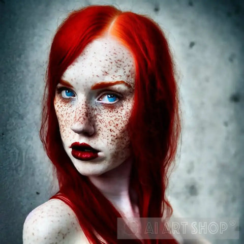 Elegant Woman With Red Hair Portrait Ai Art