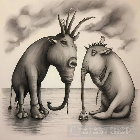 Elephants Surrealism Ai Art