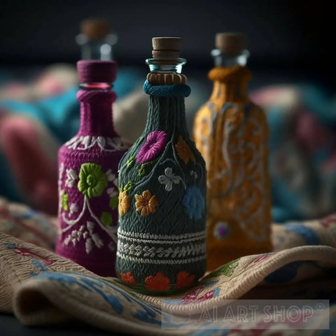 Embroidery Bottles Still Life Ai Art